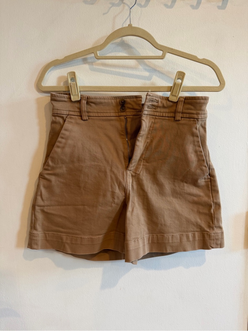 Everlane High-Rise Cotton Bermuda Shorts in Brown
